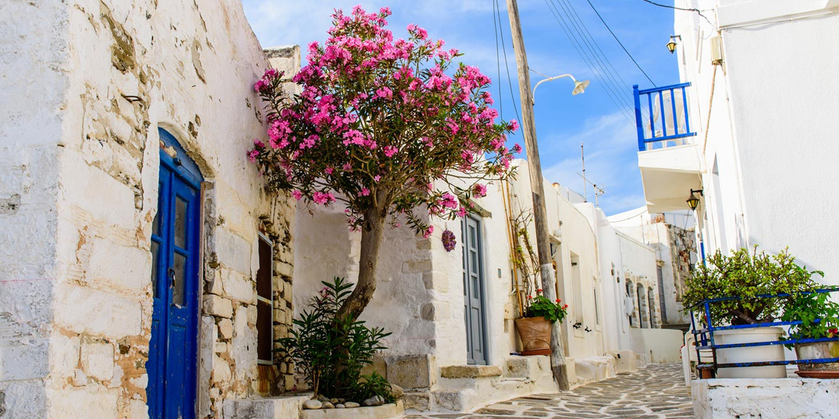 Traditional alley in Parikia of Paros